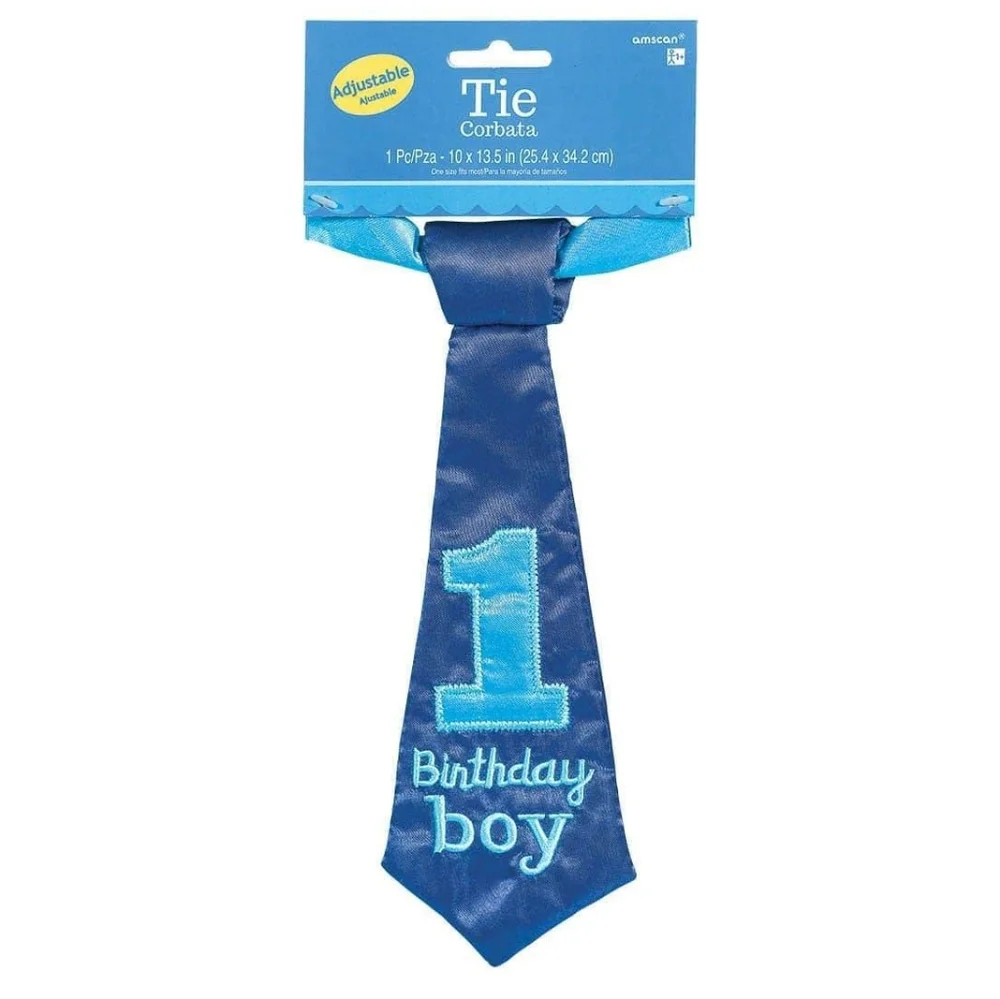 Baby Boy 1st Birthday Satin Blue Tie - 9